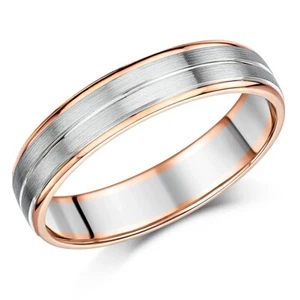 Anillo De Boda De Palladium Y Oro Rosa De 9ct De 5mm - Imagen 1 de 3