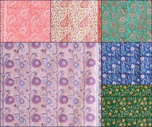 Indian Hand Block Print 100% Cotton Fabric By The Yard Dress Sewing Craft Fabric - Picture 1 of 69