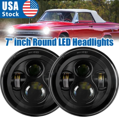 Faros LED redondos de 7 pulgadas punto haz sellado Hi-Lo 2 piezas para Dodge Dart 1964-1976 Foto 1 de 4