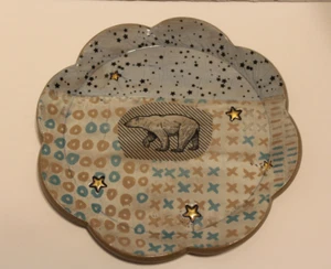 Claylicious Ceramics Eshkar Decorative Pottery Polar Bear Stars Plate 10. 5" - Picture 1 of 15