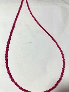 Collar Redondo Rosa Rubí Piedra Preciosa Plata 925 2 mm Rubí Cuentas 16" Cuerda - Imagen 1 de 10