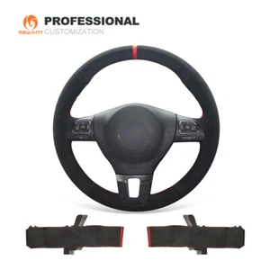DIY Black Suede Steering Wheel Cover for VW Golf Tiguan Limited Passat Jetta - Picture 1 of 10