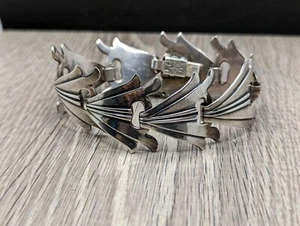 Pedro Castillo Taxco Modernist Sterling Silver Style Modernist 7" Panel Bracelet - Bild 1 von 5