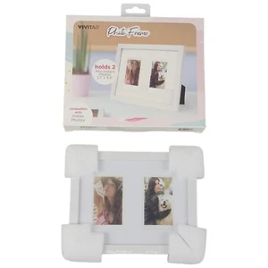 Vivitar White Photo Frame Holds 2 Mini Photos - Works with Instax Photos - Picture 1 of 5