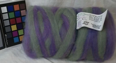 Romney purple green roving for spinning weaving felting fiber arts crochet knit - Image 1 of 4