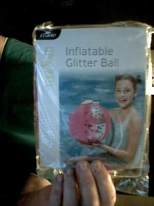 CRANE INFLATABLE GLITTER BEACH BALL BIRTHDAY CHRISTMAS HOLIDAYS BEACH FUN - Picture 1 of 1