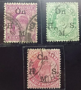 INDIA King Edward VII On HMS overprint 0.5/1/8 Annas 1902 stamp Lot 135 - Picture 1 of 1