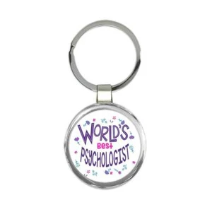 Worlds Best PSYCHOLOGIST : Great Gift Keychain Floral Profession Coworker Work - Picture 1 of 1