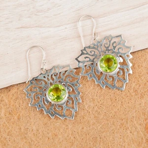 Natural Peridot Gemstone 925 Sterling Silver Designer Earring Jewelry For Mother - Picture 1 of 6