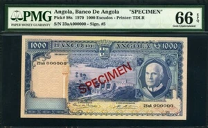 Angola 1970, 1000 Escudos, P98s,Specimen, PMG 66 EPQ GEM UNC - Picture 1 of 2