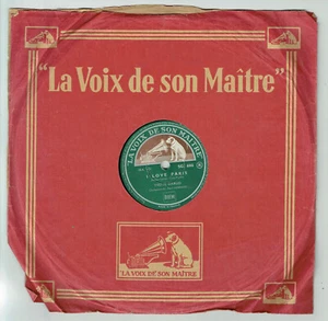 78 RPM 25cm Yvette Giraud Disk Johny Guitare - I Love Paris - Voix Master 686 - Picture 1 of 3