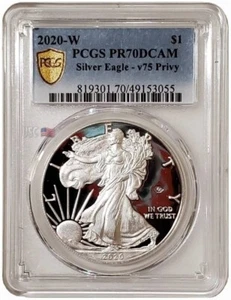 2020-W 1 Oz Silver $1 75TH ANNIV OF END WORLD WAR 2 EAGLE PCGS PF70DCAM V75 Coin - Picture 1 of 17