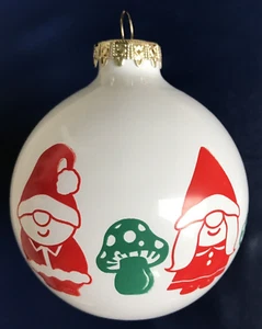 BRONNERS Hungary Novelty GLASS ORNAMENT Santa Elves Mushroom 3" D - Picture 1 of 5