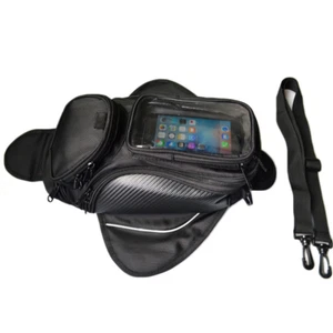 Bolsa de tanque magnética negra para motocicleta paquete de hombro GPS soporte para teléfono con cinturón - Imagen 1 de 12
