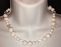 Costume Jewelry Necklace Good CND 17 in Monet signed plastic white clear beads