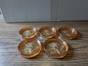 Vintage Set of 5 Marigold Carnival Glass Coasters - Picture 1 of 6