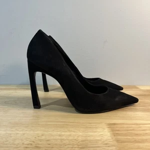 Schutz Women’s Suede Lou Pump Heel Black Size 9 B Pointed Toe - Picture 1 of 9