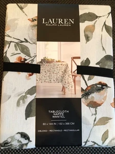 Ralph Lauren VÖGEL & BLUMEN 60 x 144" Rost, Grau, Taupe Tischdecke -- Neu mit Etikett - Bild 1 von 3
