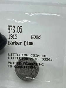 1912-D Barber Dime Good Condition ~ Scarce Coin ~ Littleton Coin Co - Picture 1 of 2