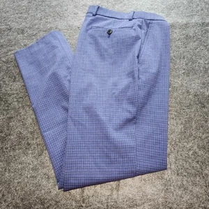 Pantalones de vestir para hombre Tommy Hilfiger azules a cuadros frente plano elástico calce moderno 33x30 - Imagen 1 de 10