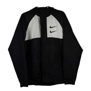 Nike Double Swoosh Windbreaker Hoodied Jacket Retro Black Red White L - Picture 1 of 2