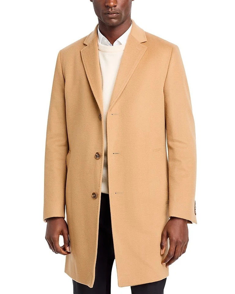 Hugo Boss Jared Wool & Cashmere Regular Fit Topcoat 40R Camel Tan Overcoat - Image 1 of 1