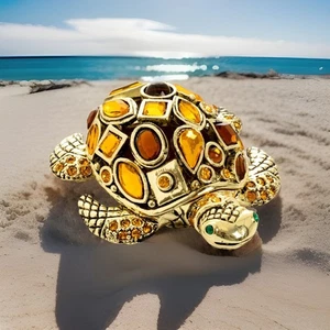 KEREN KOPAL vergoldete österreichische Citrin Schmuck TURTLE Schmuckschatulle NEU 🐢 - Bild 1 von 16