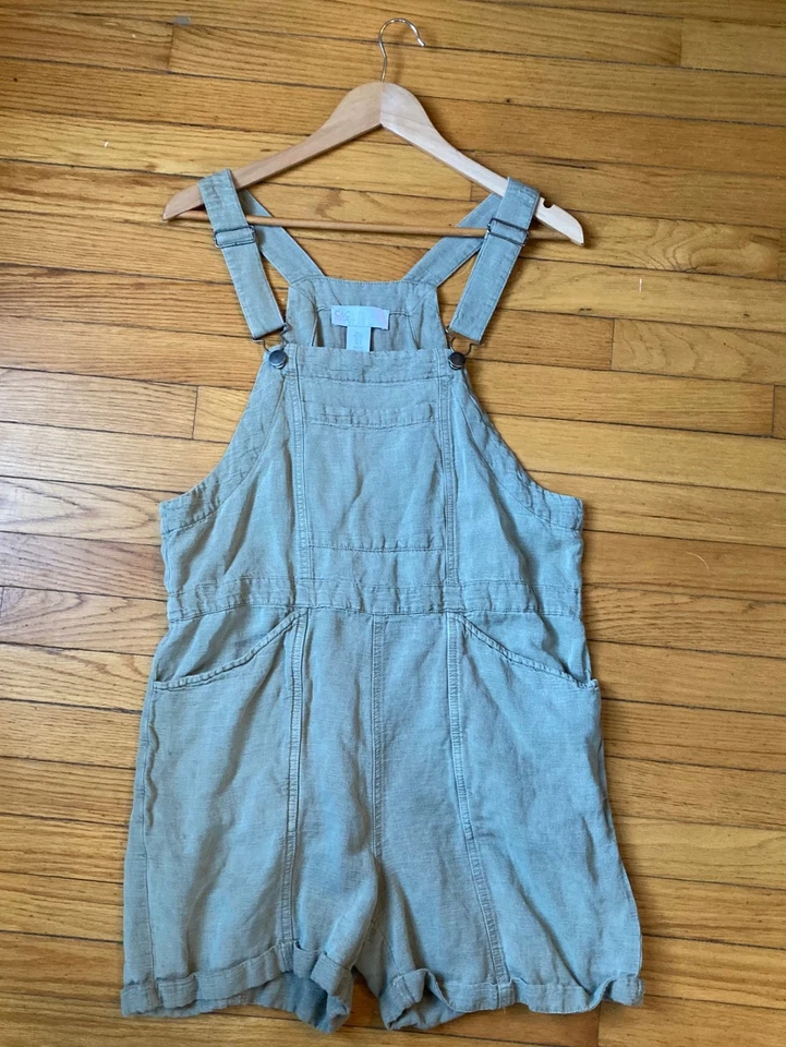Linen Blend Boho Romper. Size L. C&C California Brand. Earth tone green color. - Image 1 of 1