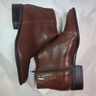 Etienne Aigner Zapatos Mujer 7.5M Botas Cuero Marrón Clásico Botín al Tobillo Cremallera Foto 1 de 4
