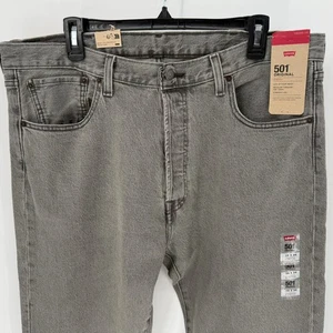 Levi's 501 Original Fit Stretch Jeans Mens 38x34 Straight Leg Gray - Picture 1 of 7