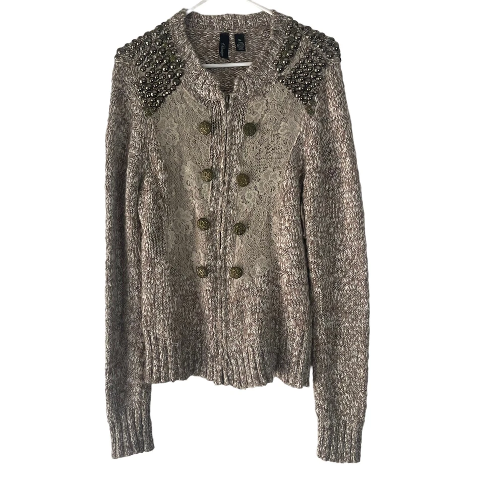 Женский свитер BKE Boutique размер XL коричневый вязаный кружевной коттедж вестерн шерстяная смесь - Изображение 1 из 4