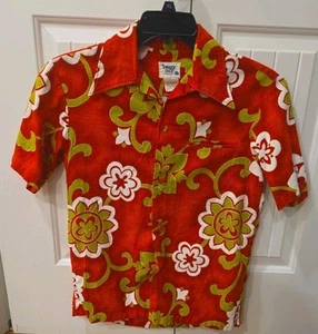 Vintage Pacific Isle Creations Hawaiian Shirt Floral Barkcloth M Cabana Wear - Picture 1 of 3