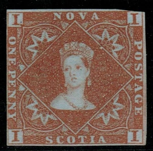 1851 Nova Scotia SG 1 1d Red-Brown Very Fine Unused Cat. £3,000.00 - Picture 1 of 1