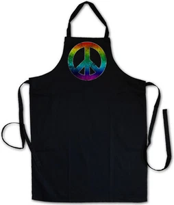 RAINBOW PEACE SYMBOL BBQ COOKING KITCHEN APRON Sign Logo Hippie 60s Goa Gay - Bild 1 von 1