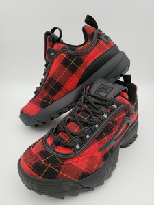 red and black plaid tennis shoes