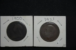 1900 and 1921 Great Britain Large Pennies, Free Shipping   - Picture 1 of 2