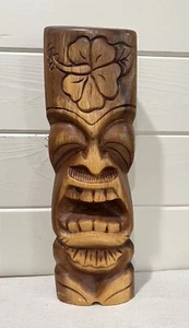 Vintage Tasini Maika’i Hand Carved Tiki Statue Solid Wood 16.5” Tall - Picture 1 of 9