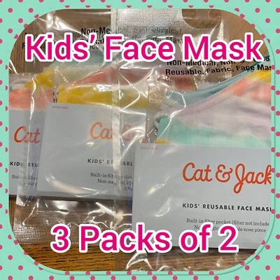 NET Lot Of 6 Cat & Jack Tie Dye Kids’ Reusable Face Masks 3 Packs Of 2 FREE SHIP - Image 1 of 4