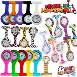 Silicon Nurse Watch Tunic Quartz Fob Pocket Brooch Washable Plain Pattern Doctor - Picture 1 of 42