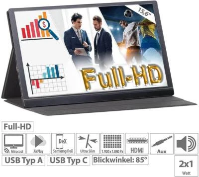 auvisio EZM-210 (ZX-5067-675) Tragbarer Monitor Mobiler Full-HD-IPS-Monitor - Bild 1 von 4