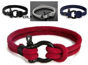 Survival Shackle Bracelet Sailor Rope Nautical Wrap Metal Sport Hooks