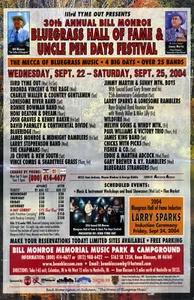 Bill Monroe 30th Bluegrass Festival Poster Jimmy Martin JD Crowe Charlie Waller - Picture 1 of 1