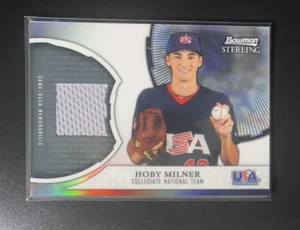 Hoby Milner 2011 Bowman Sterling REFRACTOR USARHM GAME JERSEY NATIONAL SP Brewer - Picture 1 of 2