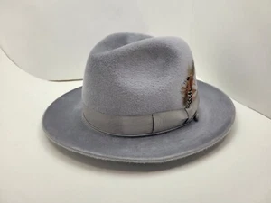 SELENTINO GALAXY FUR VELOUR LIGHT GRAY HAT FEDORA MADE IN CZECH REPUBLIC  - Picture 1 of 8