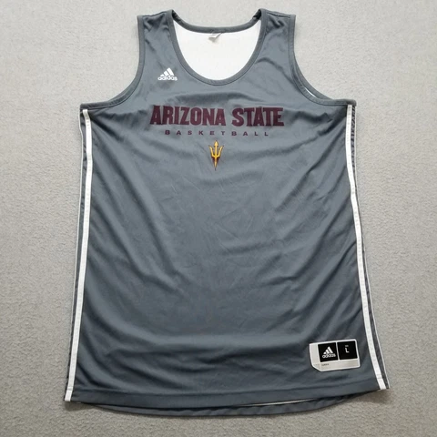 Arizona State Sun Devils Jersey Mens Large Gray Adidas Basketball Reversible Cover