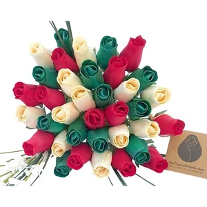 Christmas Holiday Bouquet. The Original Wooden Rose 1,2,3 Dozen - Picture 1 of 19