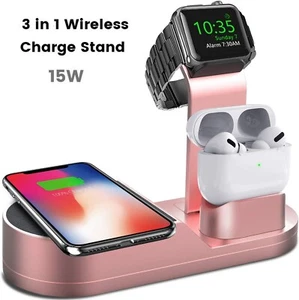 For iPhone 13 12 11 Pro Max 3 in 1 Wireless Fast Charger Charging Stand Station - Picture 1 of 9