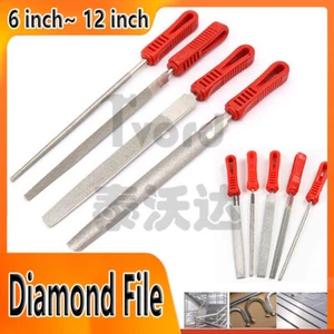 Diamond Needle File 6/8/10/12 inch Half Round Taper & Flat for Stone Glass Metal - Picture 1 of 10