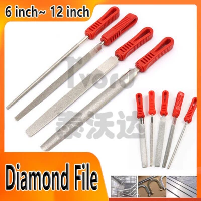 Diamond Needle File 6/8/10/12 inch Half Round Taper & Flat for Stone Glass Metal - Image 1 of 4