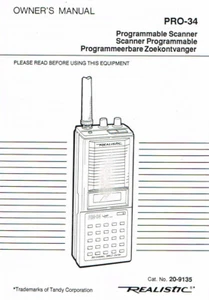 Skaner radiowy Realistic Pro-34, oryginalny. Instrukcja obsługi 1988 (ang. / frz. /nl.) - Zdjęcie 1 z 3